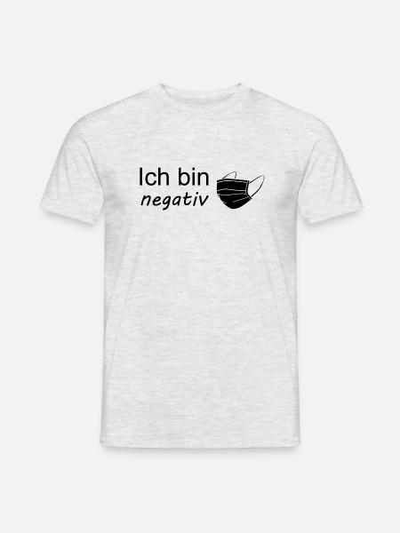 Ich bin Corona negativ - Männer T-Shirt - Grau meliert
