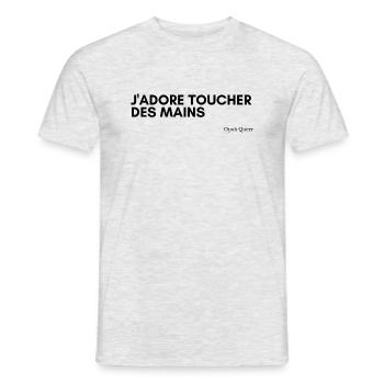 J adore toucher des mains - T-shirt homme - gris chiné - Devant - AI Model Male 178 dark (178cm)