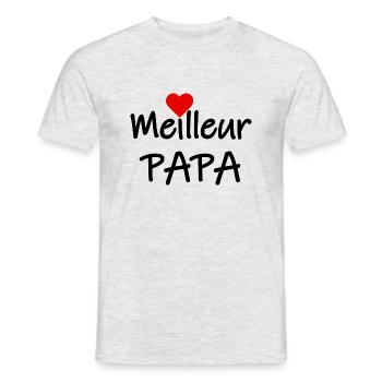 Meilleur papa - T-shirt homme - gris chiné - Devant - AI Model Male 178 dark (178cm)