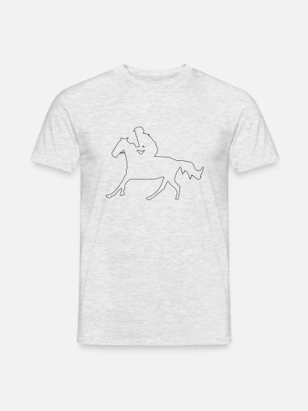 Pferd Galopp Reiter Oneline Minimalistisch - Männer T-Shirt - Grau meliert