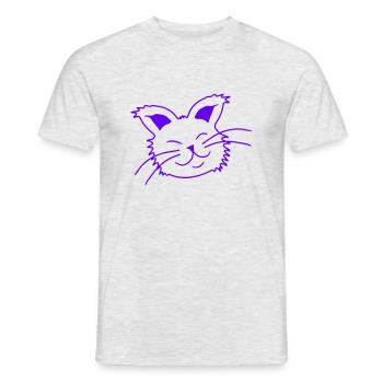 Pretty Cat Looking Happy Cheerful Smiling - Men's T-Shirt - heather grey - Front - AI Model Male 178 dark (178cm)