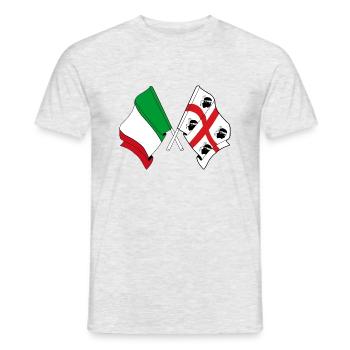 Flag of Italy, Sardinia region crossed - Men's T-Shirt - heather grey - Front - AI Model Male 178 dark (178cm)