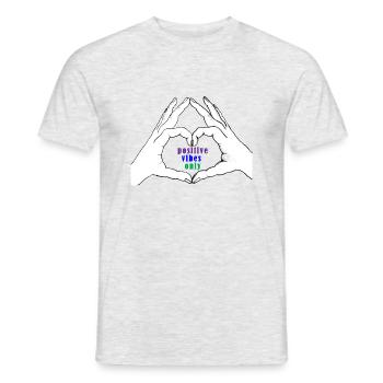 Hände formen ein Herz. Positive vibes only - Männer T-Shirt - Grau meliert - Vorne - AI Model Male 178 dark (178cm)