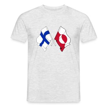 Flagge von Finnland und Flagge von Grönland - Männer T-Shirt - Grau meliert - Vorne - AI Model Male 178 dark (178cm)