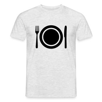 Teller und Besteck - Männer T-Shirt - Grau meliert - Vorne - AI Model Male 178 dark (178cm)