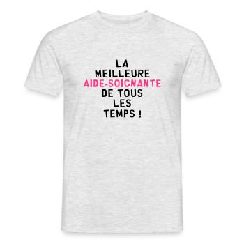 Aide Soignante / Aide Soignant / Hôpital / Médecin - T-shirt homme - gris chiné - Devant - AI Model Male 178 dark (178cm)