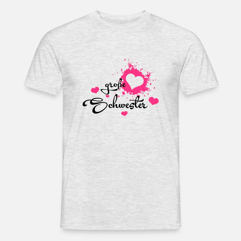 Große Schwester - Herzchen - Männer T-Shirt - Grau meliert