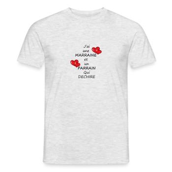 T-shirt Marraine et Parrain qui dechire - T-shirt homme - gris chiné - Devant - AI Model Male 178 dark (178cm)