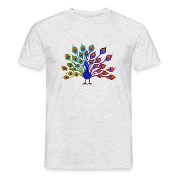 paon coloré - T-shirt homme - gris chiné - Devant - AI Model Male 178 dark (178cm)