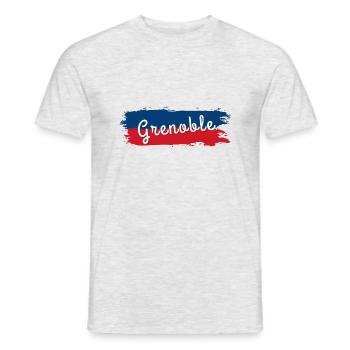 Couleurs club rugby Grenoble cadeau fan rugby - T-shirt homme - gris chiné - Devant - AI Model Male 178 dark (178cm)