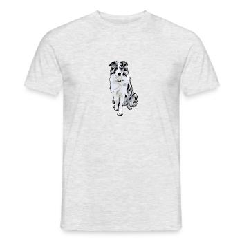 Border Collie Black Merle Comic - Men's T-Shirt - heather grey - Front - AI Model Male 178 dark (178cm)