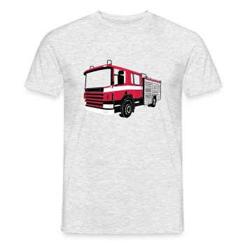Camion de pompier - T-shirt homme - gris chiné - Devant - AI Model Male 178 dark (178cm)