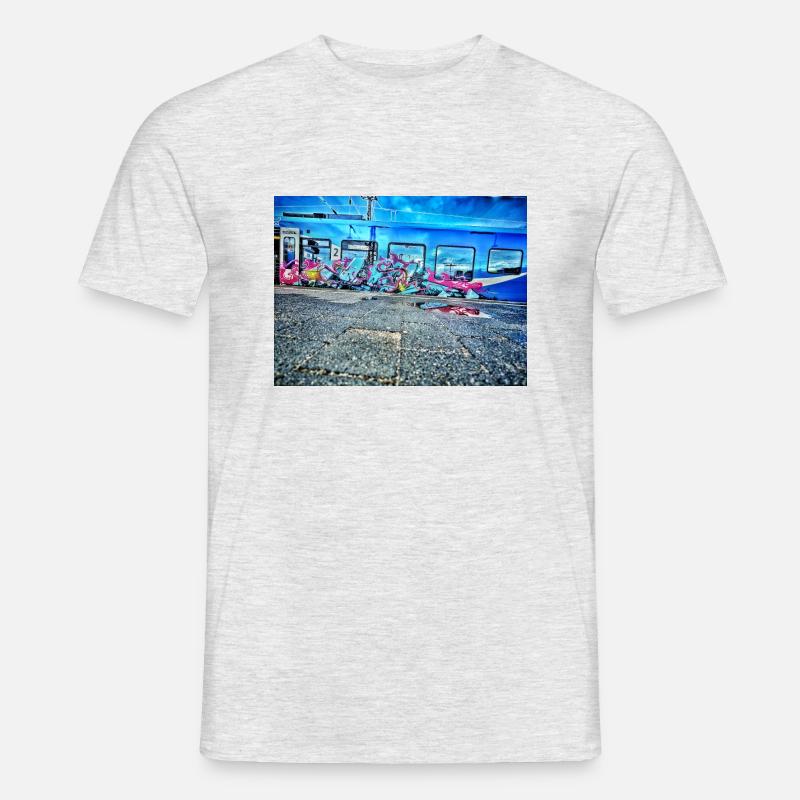 Urban graffiti Train - Männer T-Shirt - Grau meliert