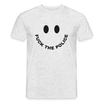 Fuck La Police - T-shirt homme - gris chiné - Devant - AI Model Male 178 dark (178cm)