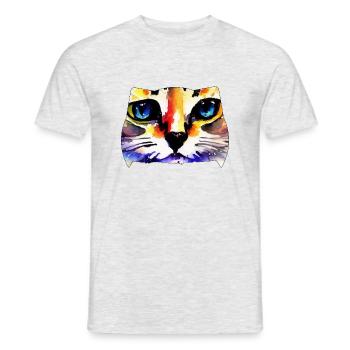 Cat face 6 - Men's T-Shirt - heather grey - Front - AI Model Male 178 dark (178cm)
