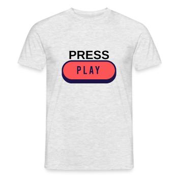 PRESS PLAY - Das Piece für Gamer - Männer T-Shirt - Grau meliert - Vorne - AI Model Male 178 dark (178cm)