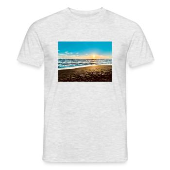 Sonnenuntergang Meer - Männer T-Shirt - Grau meliert - Vorne - AI Model Male 178 dark (178cm)