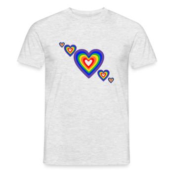 LGBTQ+ HEARTS - Männer T-Shirt - Grau meliert - Vorne - AI Model Male 178 dark (178cm)