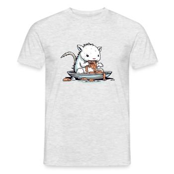 Axolotl mangeur de nouilles - T-shirt homme - gris chiné - Devant - AI Model Male 178 dark (178cm)