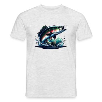 Angeln - Fisch - Männer T-Shirt - Grau meliert - Vorne - AI Model Male 178 dark (178cm)