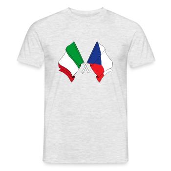 Flagge von Italien, Tschechische Republik - Männer T-Shirt - Grau meliert - Vorne - AI Model Male 178 dark (178cm)