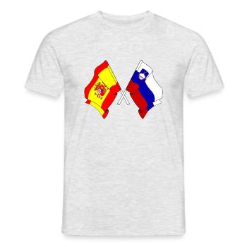 Flagge von Spanien, Slowenien - Männer T-Shirt - Grau meliert - Vorne - AI Model Male 178 dark (178cm)