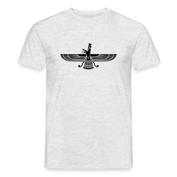 Faravahar, Zarathustra, Symbol Höheres Selbst - Männer T-Shirt - Grau meliert - Vorne - AI Model Male 178 dark (178cm)