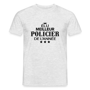 élu meilleur policier de l'année - cadeau - T-shirt homme - gris chiné - Devant - AI Model Male 178 dark (178cm)