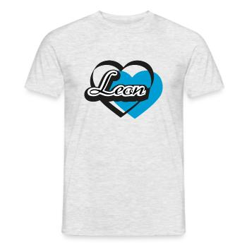 Name Leon Herz - Männer T-Shirt - Grau meliert - Vorne - AI Model Male 178 dark (178cm)