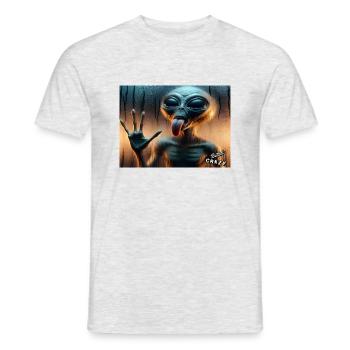 Un extraterrestre lèche la vitre de douche humide - T-shirt homme - gris chiné - Devant - AI Model Male 178 dark (178cm)
