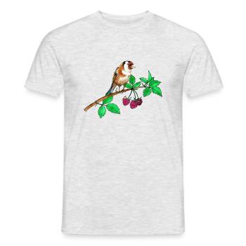 Stieglitz und Himbeere - Männer T-Shirt - Grau meliert - Vorne - AI Model Male 178 dark (178cm)