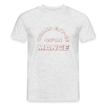 wenn man isst - Männer T-Shirt - Grau meliert - Vorne - AI Model Male 178 dark (178cm)
