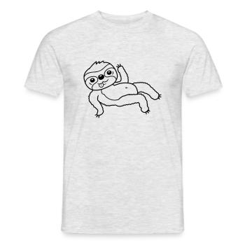 Faultier chillt liegend winkend - Männer T-Shirt - Grau meliert - Vorne - AI Model Male 178 dark (178cm)