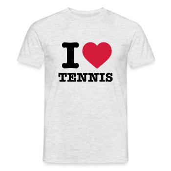 I love tennis heart sport ball raquette player - T-shirt homme - gris chiné - Devant - AI Model Male 178 dark (178cm)