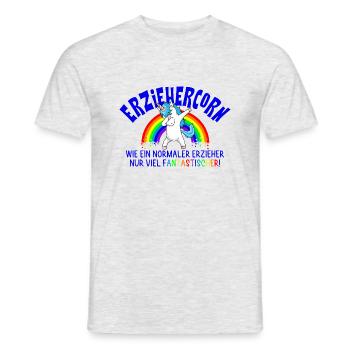 Erziehercorn - Einhorn Erzieher Spruch Lustig Kind - Männer T-Shirt - Grau meliert - Vorne - AI Model Male 178 dark (178cm)