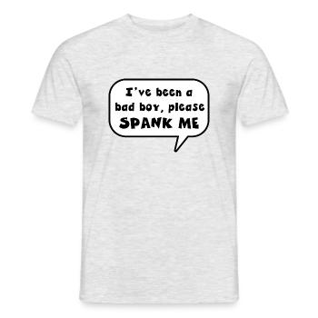 Ich war ein ungezogener junger Mann, der mich verprügelt hat - Männer T-Shirt - Grau meliert - Vorne - AI Model Male 178 dark (178cm)