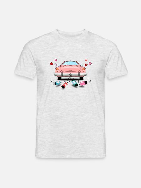 Hochzeitsauto rosa Hochzeit - Männer T-Shirt - Grau meliert