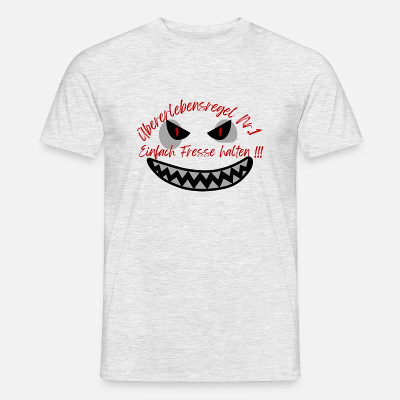 "Überlebensregel Nr 1" Design Subtil - Männer T-Shirt - Grau meliert