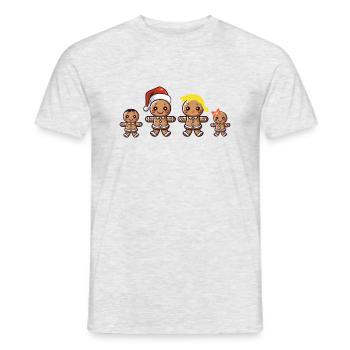 Gingerbread Family - Männer T-Shirt - Grau meliert - Vorne - AI Model Male 178 dark (178cm)