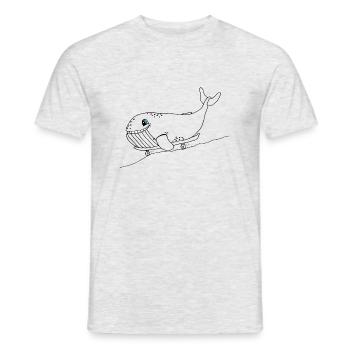 Blauwal mit Skateboard - Männer T-Shirt - Grau meliert - Vorne - AI Model Male 178 dark (178cm)