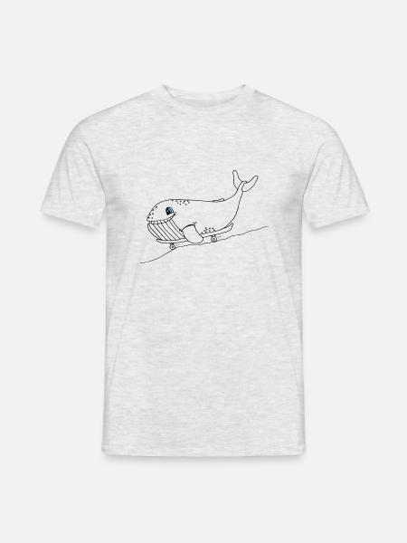 Blauwal mit Skateboard - Männer T-Shirt - Grau meliert