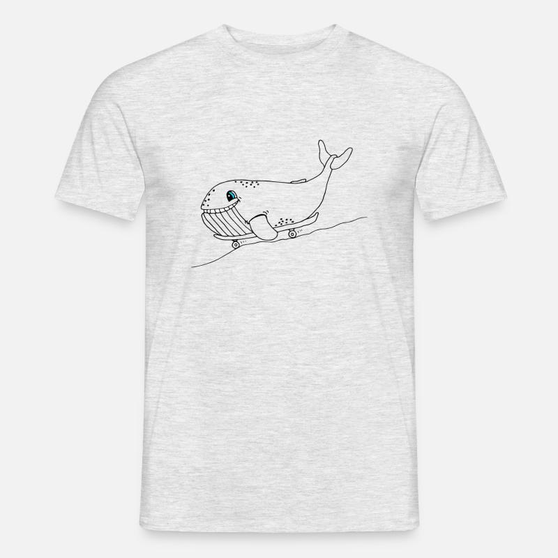 Blauwal mit Skateboard - Männer T-Shirt - Grau meliert