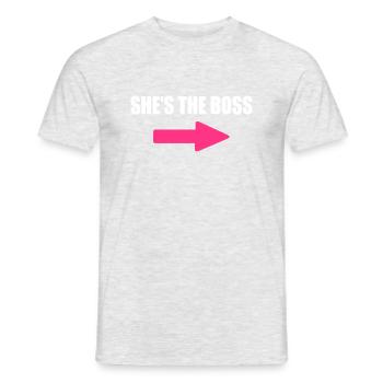 elle est la patronne - T-shirt homme - gris chiné - Devant - AI Model Male 178 dark (178cm)