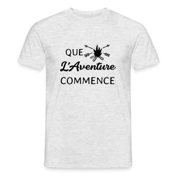 Que l' Aventure commence - T-shirt homme - gris chiné - Devant - AI Model Male 178 dark (178cm)