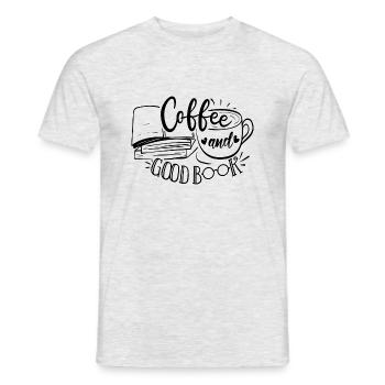 Ein gutes Buch und Kaffee - Männer T-Shirt - Grau meliert - Vorne - AI Model Male 178 dark (178cm)