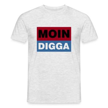 MOIN DIGGA - Männer T-Shirt - Grau meliert - Vorne - AI Model Male 178 dark (178cm)
