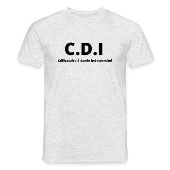 C.D.I - T-shirt homme - gris chiné - Devant - AI Model Male 178 dark (178cm)