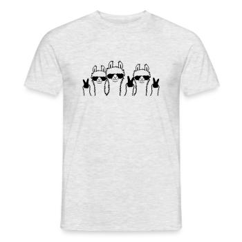 Peace Llamas crew friends - Men's T-Shirt - heather grey - Front - AI Model Male 178 dark (178cm)