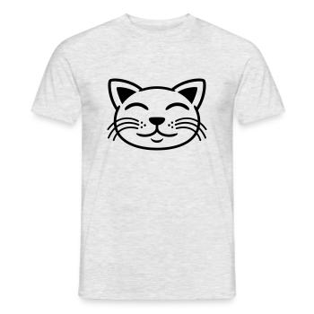 Katze Gesicht glücklich Haustier - Männer T-Shirt - Grau meliert - Vorne - AI Model Male 178 dark (178cm)