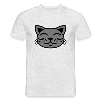 Grey cat face happy - Men's T-Shirt - heather grey - Front - AI Model Male 178 dark (178cm)